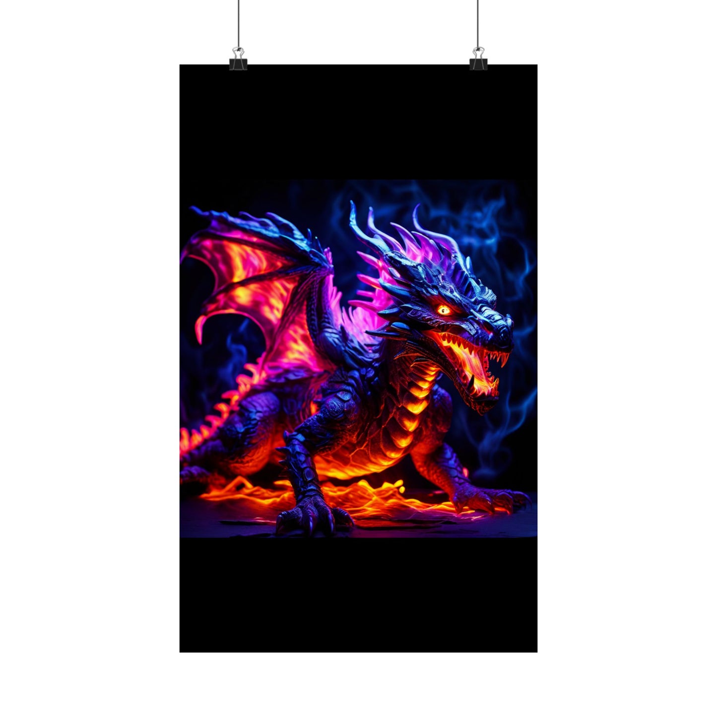 UV Black Light Reactive Neon Glow Dragon Matte Vertical Posters