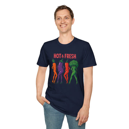 Hot & Fresh Vegetable Graphic T-Shirt, Fun Unisex Tee, Cute Foodie Gift, Summer Outfit, Vegan Fashion Statement
