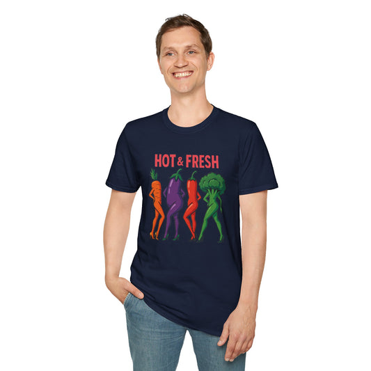 Hot & Fresh Vegetable Graphic T-Shirt, Fun Unisex Tee, Cute Foodie Gift, Summer Outfit, Vegan Fashion Statement