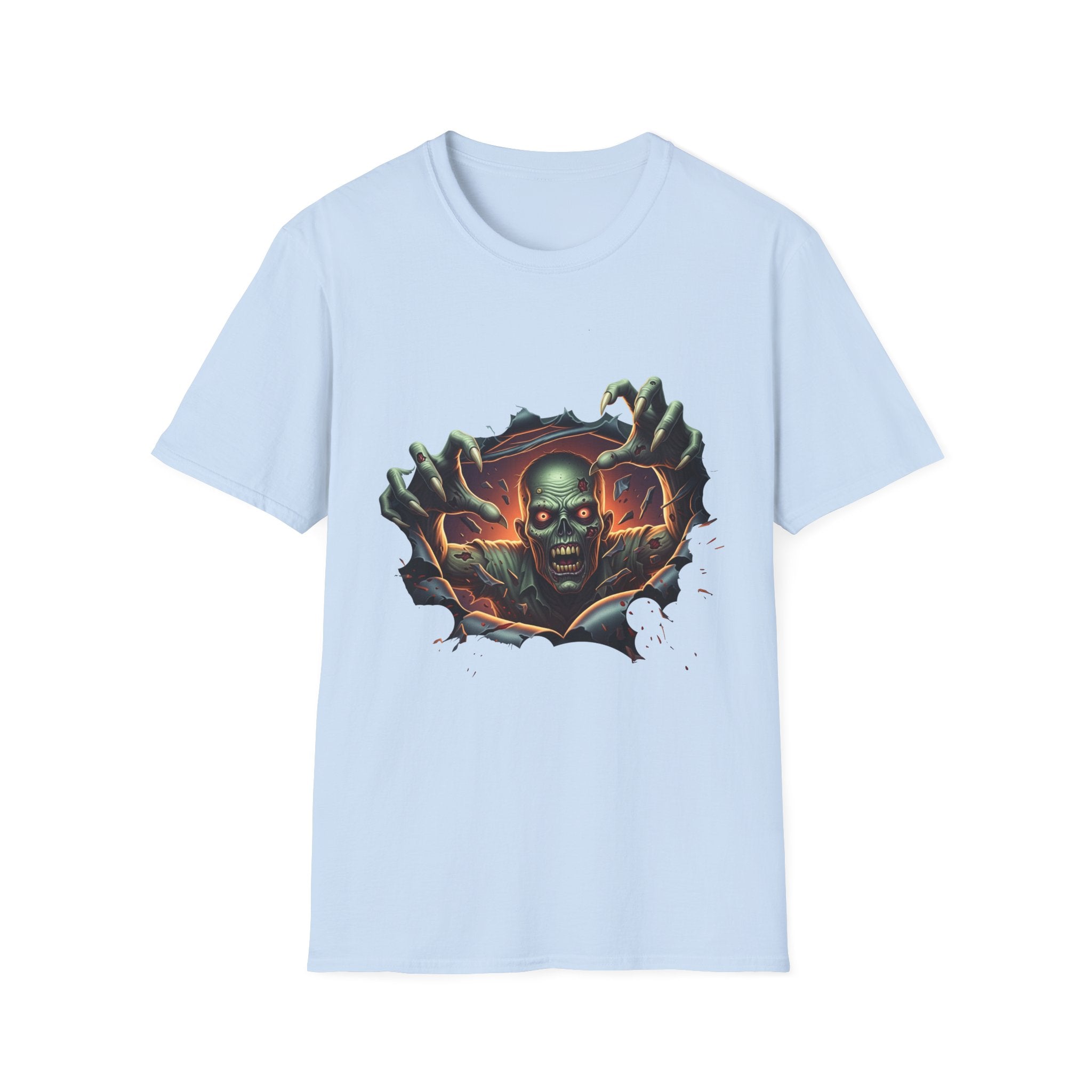 3D Spooky Zombie Graphic T-Shirt, Halloween Shirt, Unisex Softstyle Tee, Gift for Horror Fans, Casual Wear, Creepy Apparel