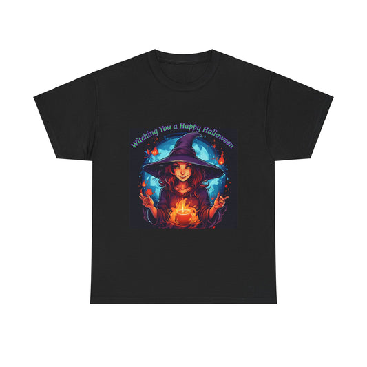 Halloween Witch Unisex Heavy Cotton Tee - Witching You a Happy Halloween