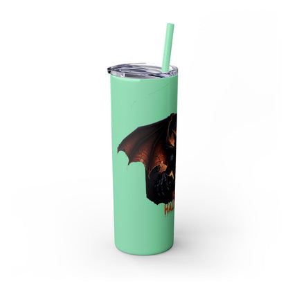 Halloween Gargoyle Skinny Tumbler with Straw, Spooky Drinkware, Perfect for Parties, Fall Decor, Trick or Treat Gifts