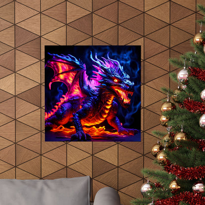 UV Black Light Reactive Neon Glow Dragon Matte Vertical Posters