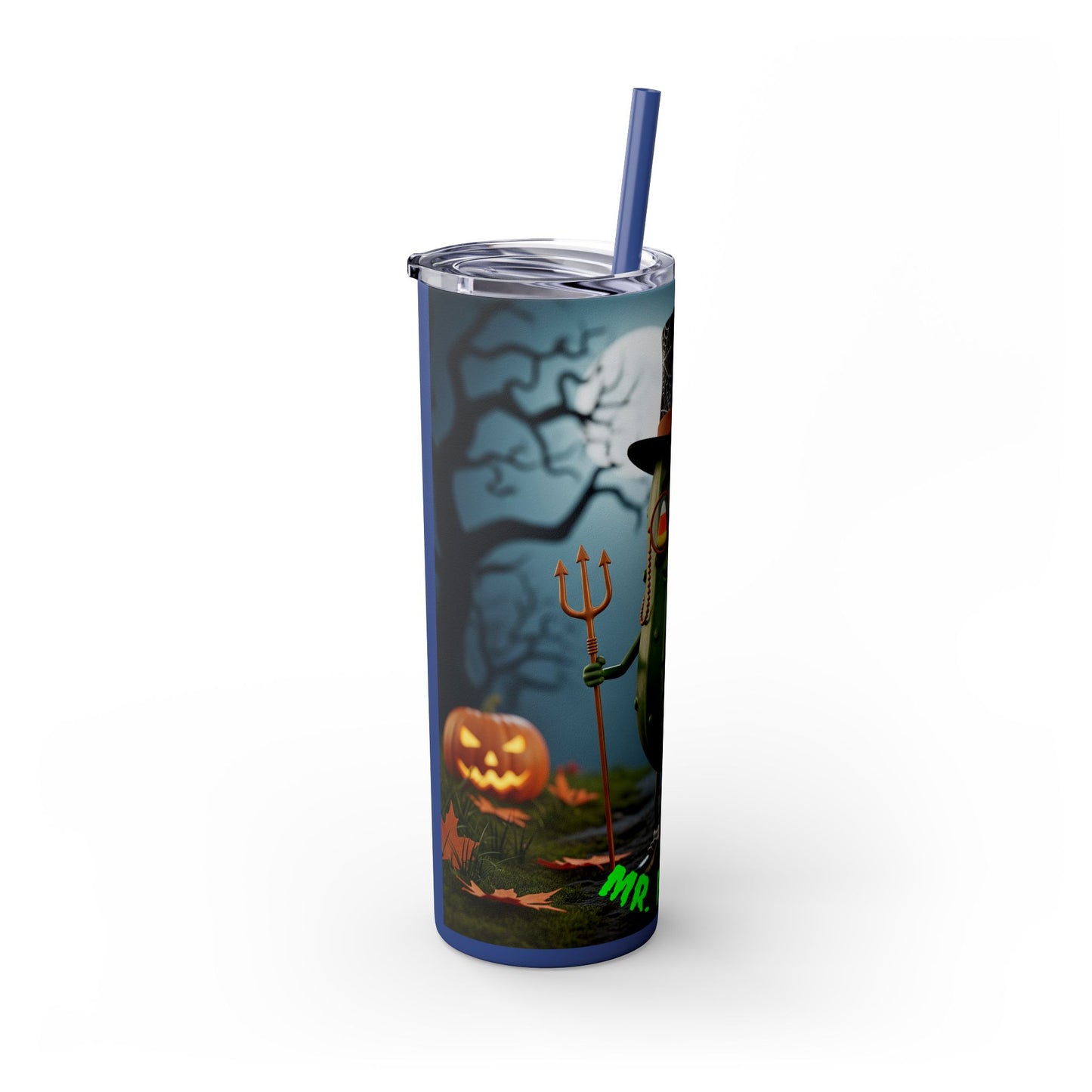 Halloween Mr. Pickle Tumbler, 20oz Skinny Tumbler with Straw, Fun for Parties, Trick or Treat, Kids Gift, Spooky Decor