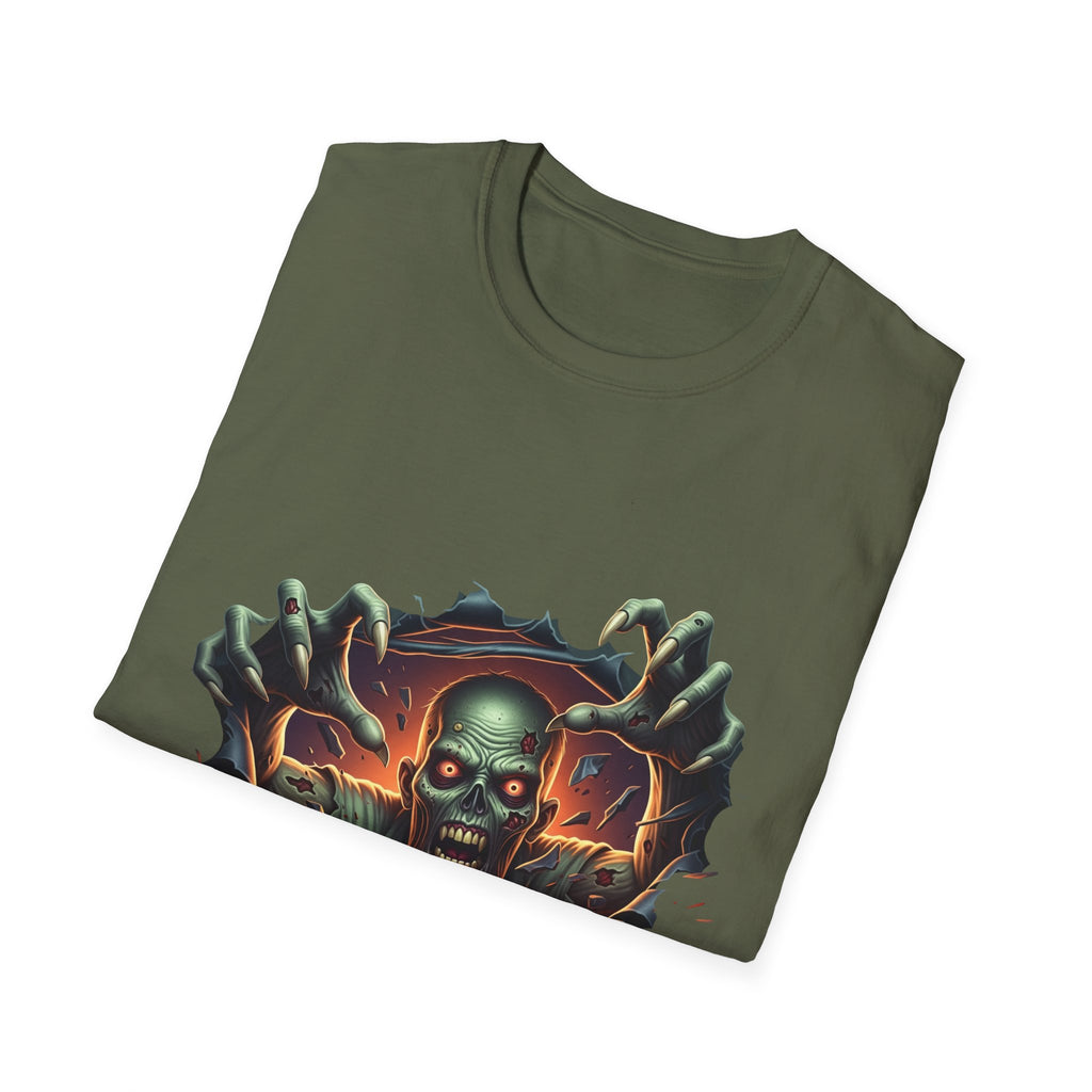 3D Spooky Zombie Graphic T-Shirt, Halloween Shirt, Unisex Softstyle Tee, Gift for Horror Fans, Casual Wear, Creepy Apparel