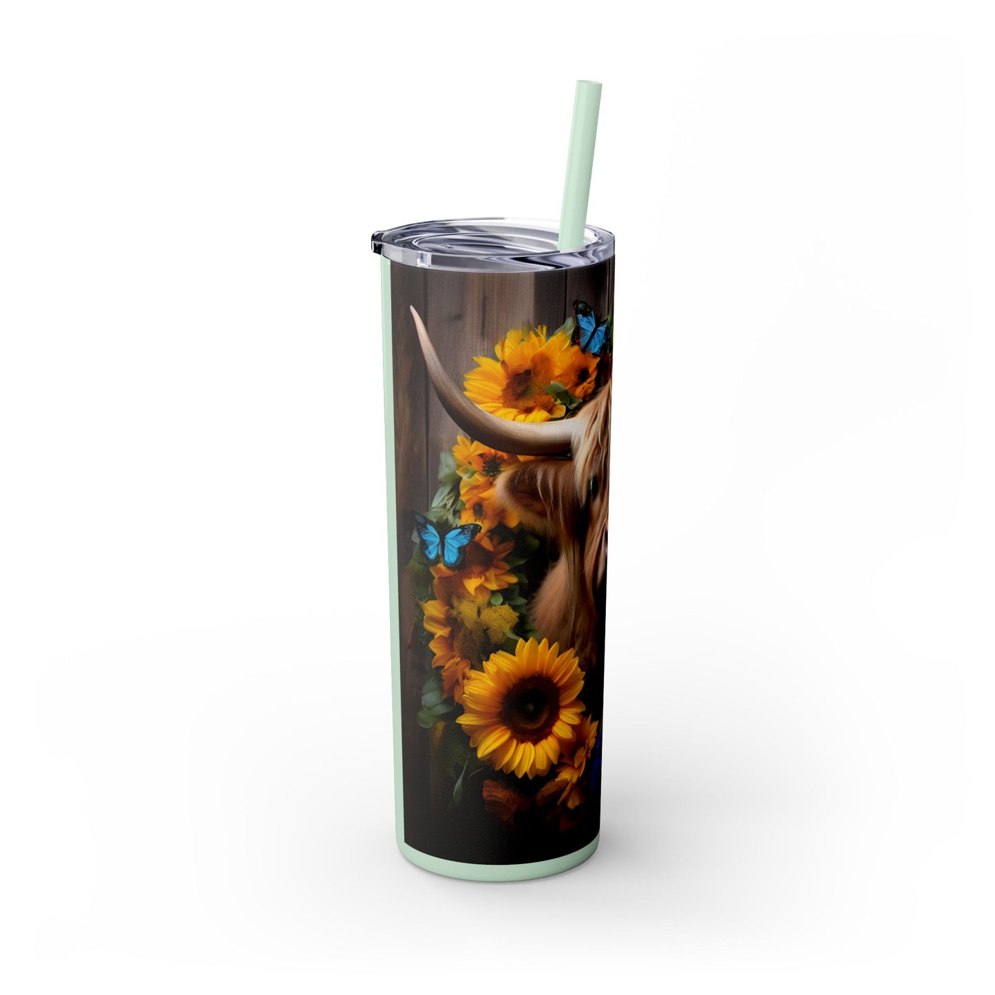 Highland Cow Skinny Tumbler with Straw, 20oz