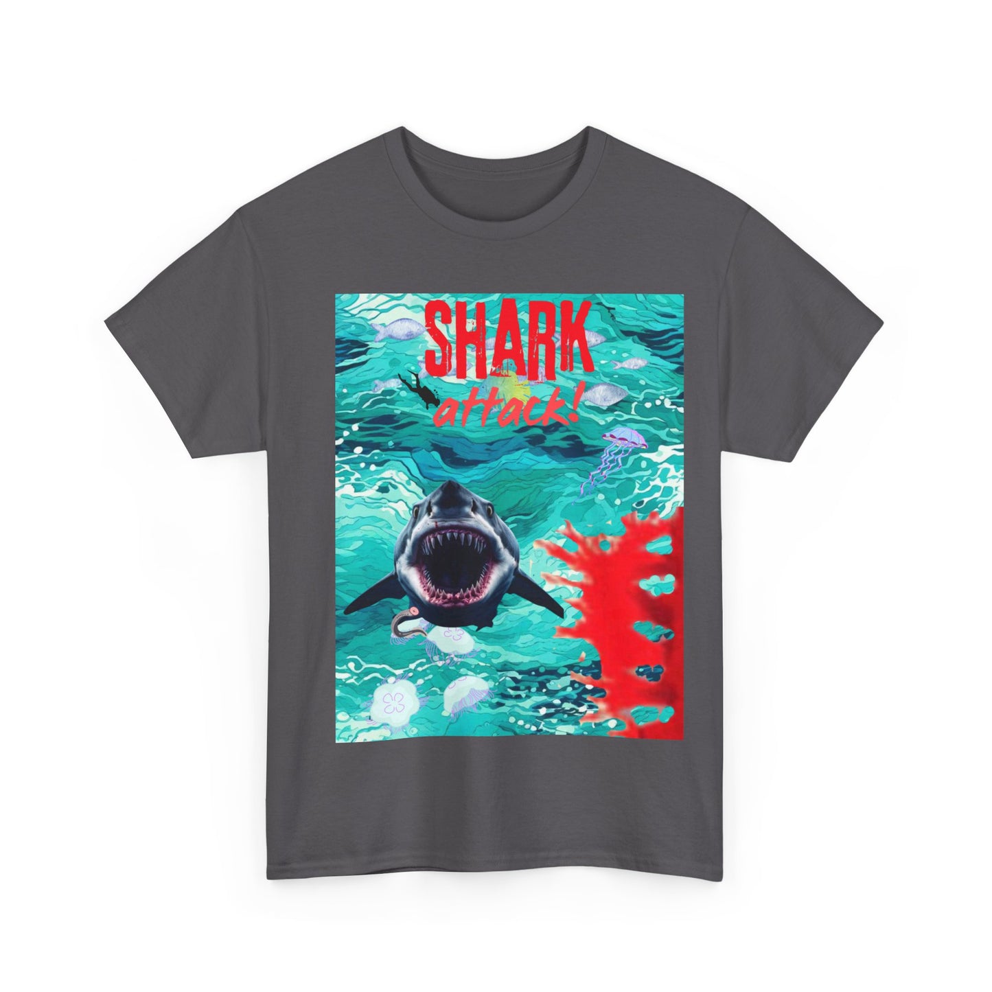 Mens Shark Attack Unisex Heavy Cotton Tee