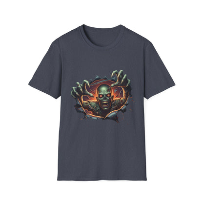 3D Spooky Zombie Graphic T-Shirt, Halloween Shirt, Unisex Softstyle Tee, Gift for Horror Fans, Casual Wear, Creepy Apparel