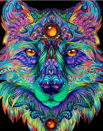 Der Bunte Wolf - Diamond Painting