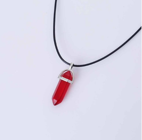 Jewelry Alien blasting necklace hex pendant necklace two pointed natural stone necklace Korean version of the source