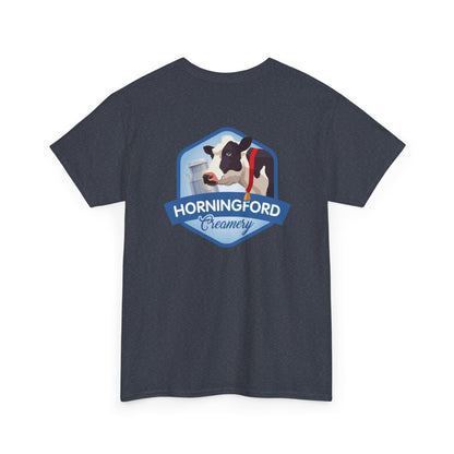 Horningford Creamery Unisex Heavy Cotton Tee - Farm Fresh Design with Cow Graphic