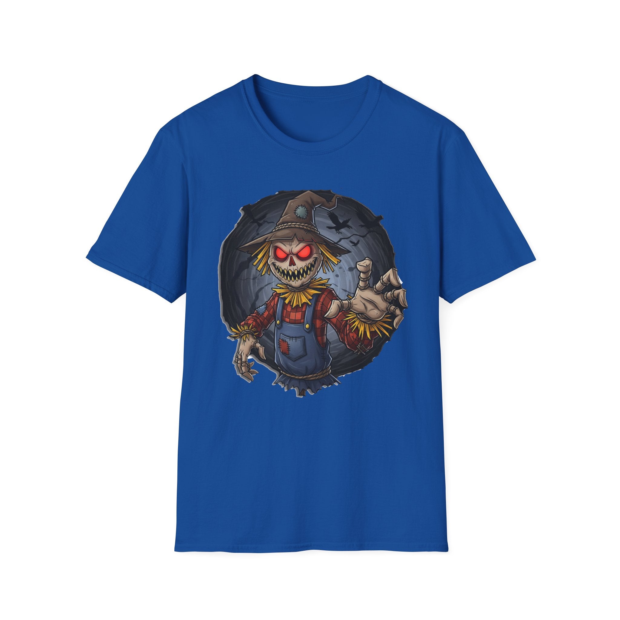 Spooky Scarecrow T-Shirt, Halloween Shirt, Scary Graphic Tee, Unisex Softstyle T-Shirt, Fall Fashion, Gift for Horror Fans