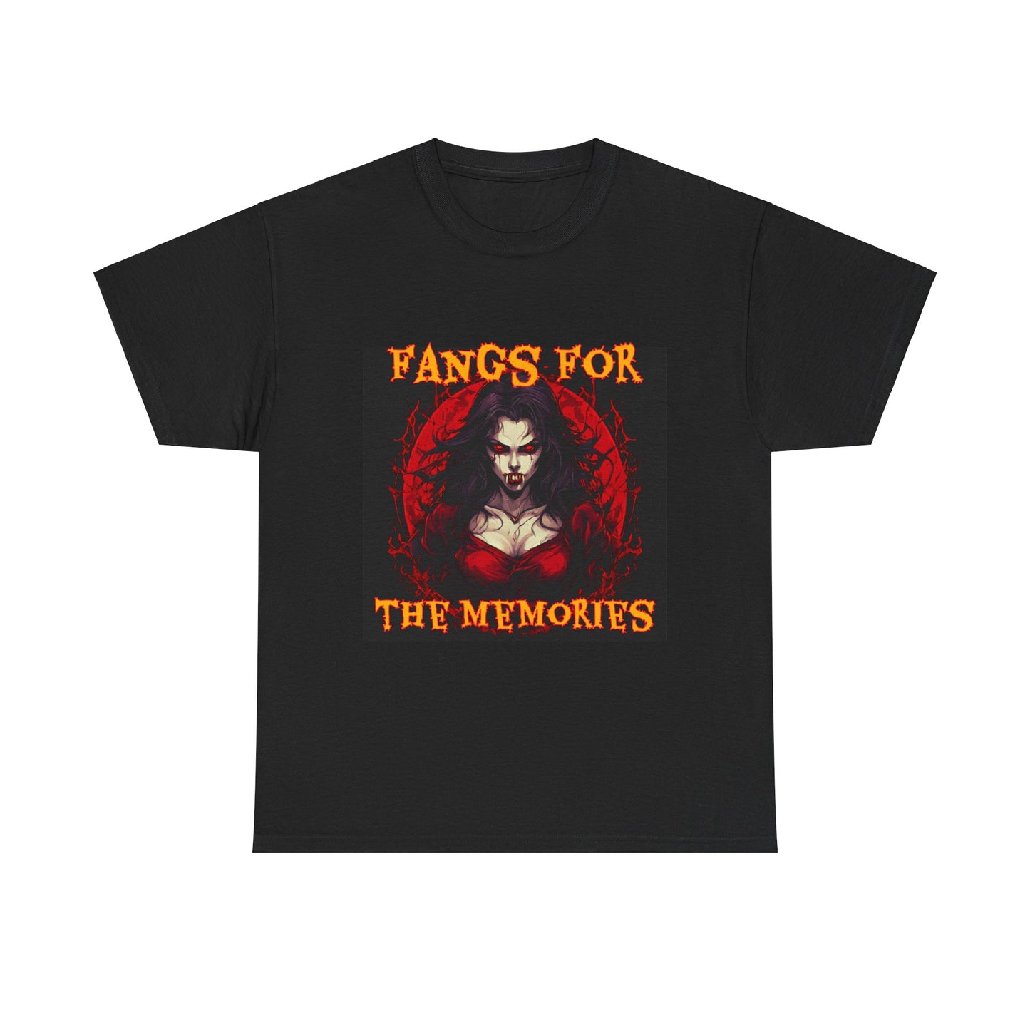 Fangs For The Memories Unisex Heavy Cotton Tee - Gothic Halloween T-Shirt