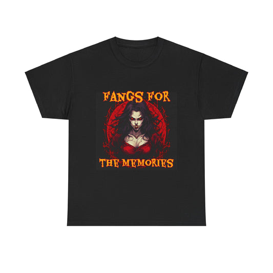 Fangs For The Memories Unisex Heavy Cotton Tee - Gothic Halloween T-Shirt