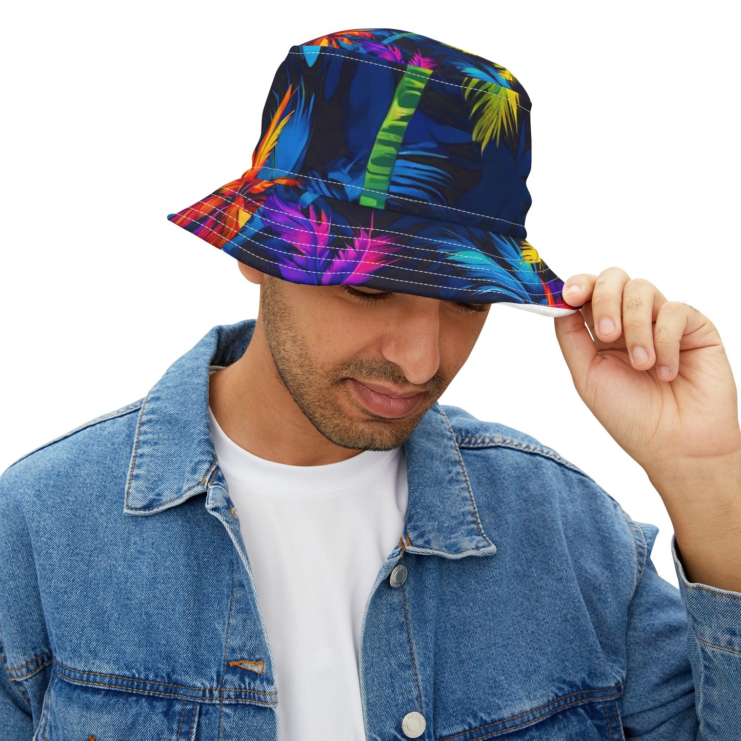 Dark Palm Bucket Hat (AOP)