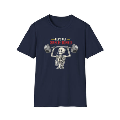 Let's Get Skele-Toned Halloween T-Shirt | Funny Fitness Tee, Unisex Halloween Apparel, Spooky Gym Shirt, Skeleton Workout Top, Unique Gift
