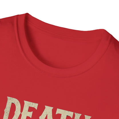 Humorous Graphic T-Shirt for Coffee Lovers, Funny Death Before Decaf Tee, Gift for Baristas, Halloween Apparel, Unisex Softstyle Shirt