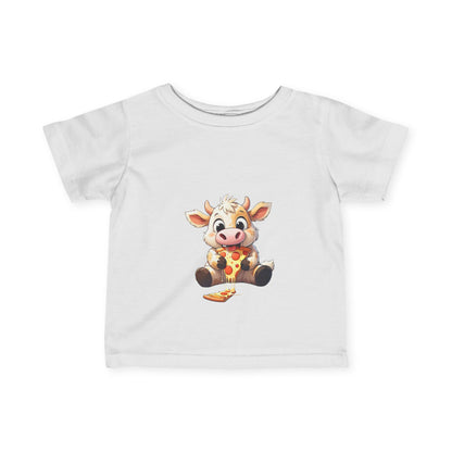 Cute Pizza Cow Design Infant Tee - Fun and Playful Baby Shirt