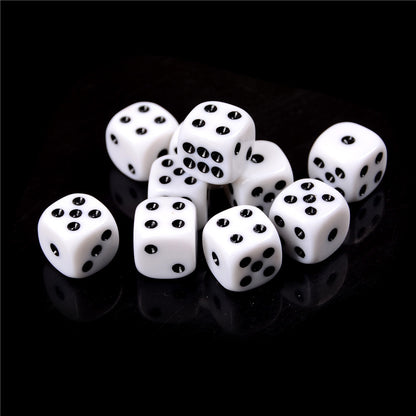 White All Black Dot 12MM Rounded Dice