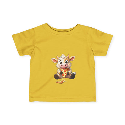 Cute Pizza Cow Design Infant Tee - Fun and Playful Baby Shirt