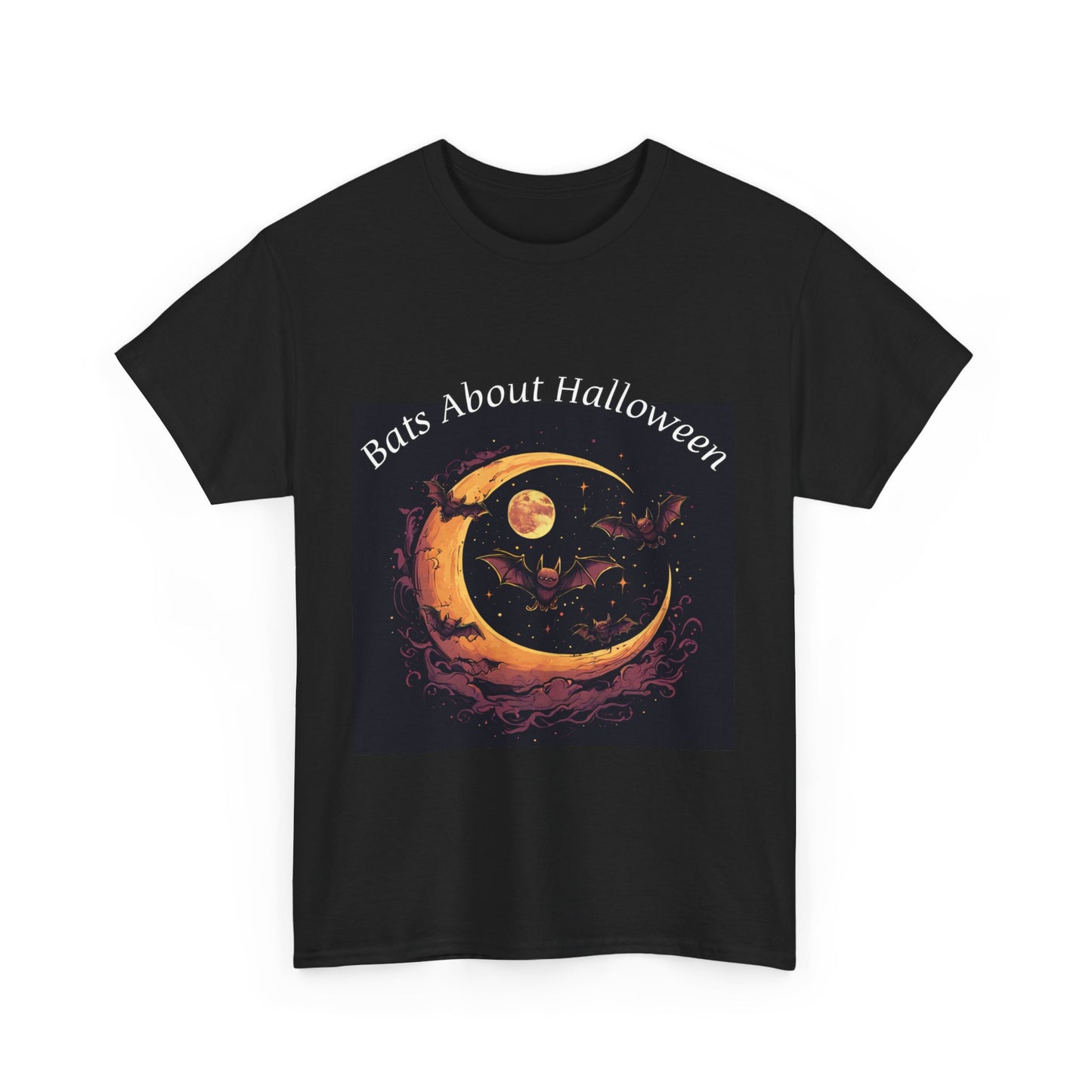 Bats About Halloween Unisex Heavy Cotton Tee – Spooktacular Fall Apparel