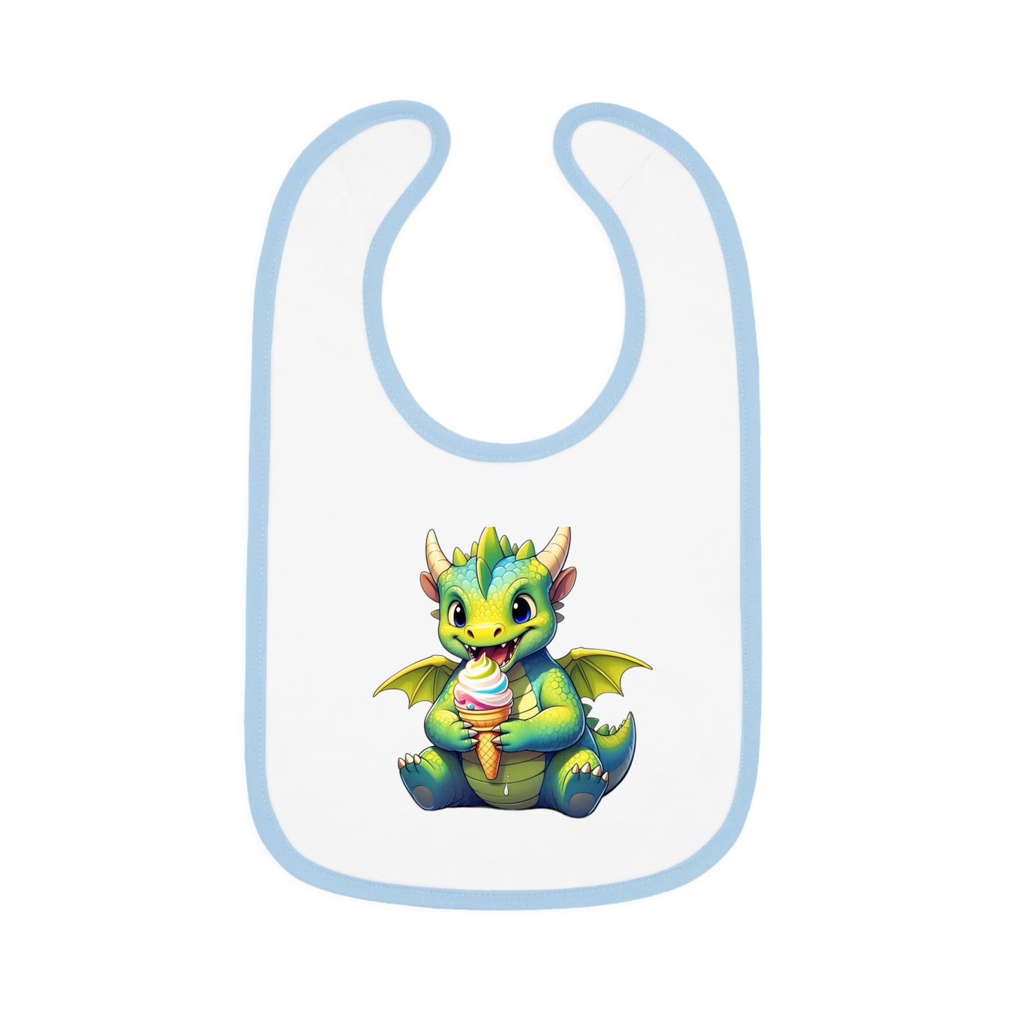 Cute Dragon Baby Bib with Contrast Trim - Perfect for Mealtime Fun