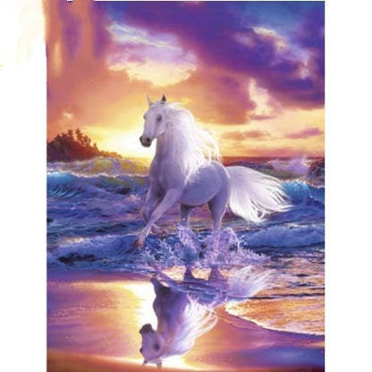 New White Horse Diy Diamond Painting Full Of Diamond Cross Stitch Stickers Diamond Painting