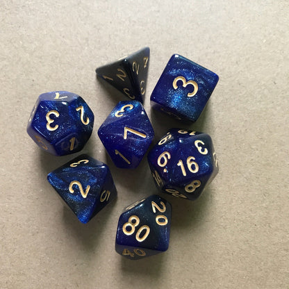 Starry Sky Two-color Multi-faced Dice Set, A Set Of Seven Digital Game Dice