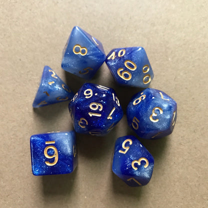 Starry Sky Two-color Multi-faced Dice Set, A Set Of Seven Digital Game Dice