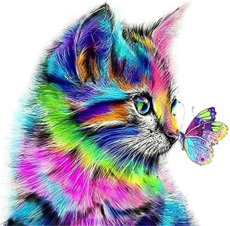 DIY5d Diamond Painting Cute Flower Cat