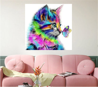 DIY5d Diamond Painting Cute Flower Cat