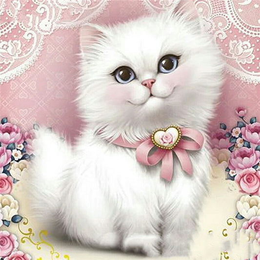 DIY5d Diamond Painting Cute Flower Cat