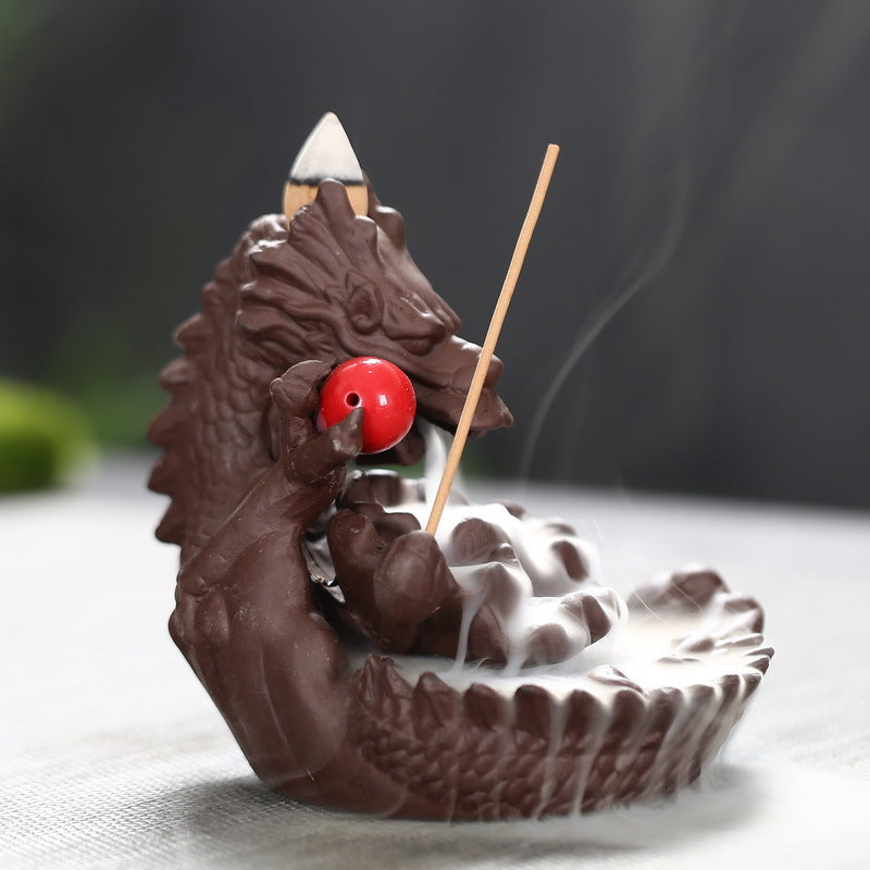 Creative Legend Xianglong Opera Pearl Dragon Dragon Lotus Leaf Spit Fog Incense Stick Dragon Backflow Incense Burner