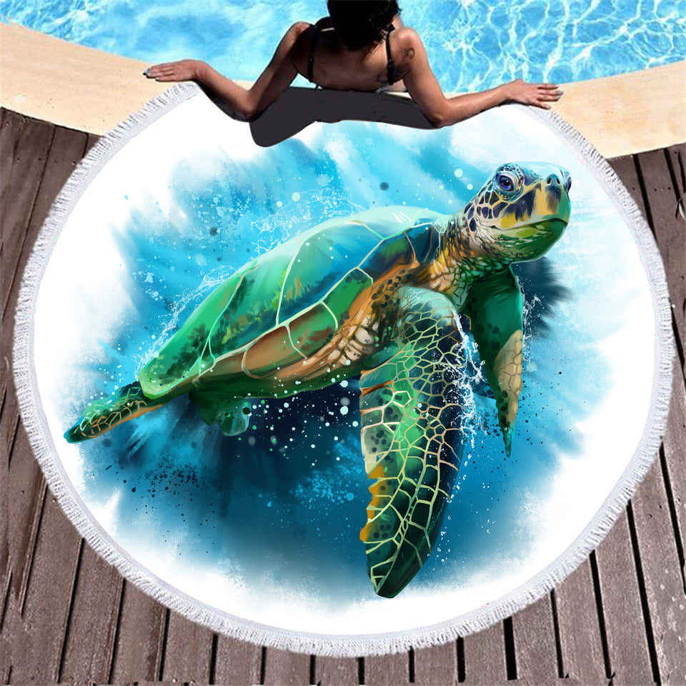 Tortoise Digital Printing Microfiber Round Beach Towel