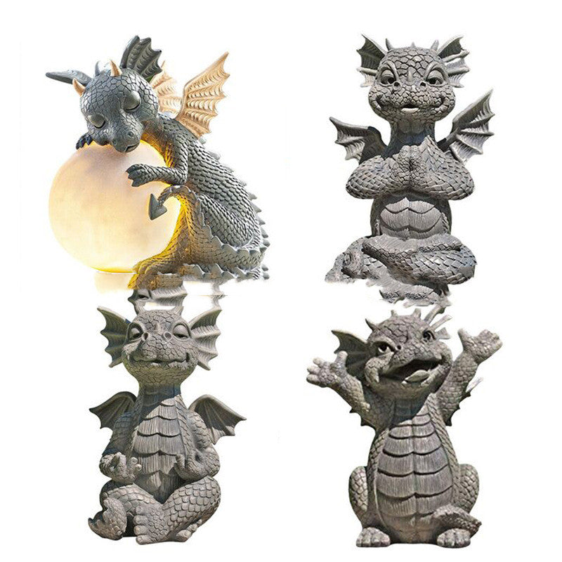 Garden Dragon Meditated Statue