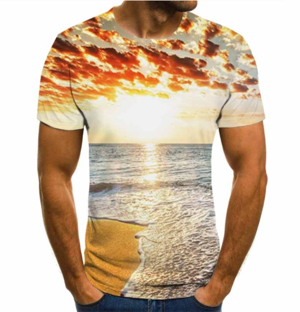 Starry Sky 3D Digital Printing T Shirt Men's Short Sleeves