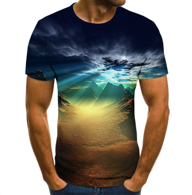 Starry Sky 3D Digital Printing T Shirt Men's Short Sleeves