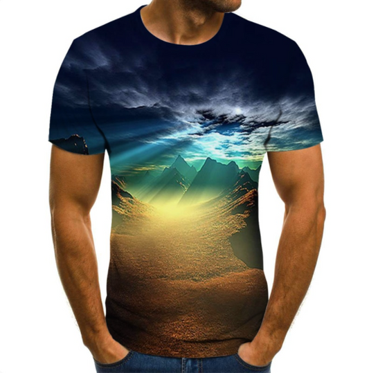 Starry Sky 3D Digital Printing T Shirt Men's Short Sleeves