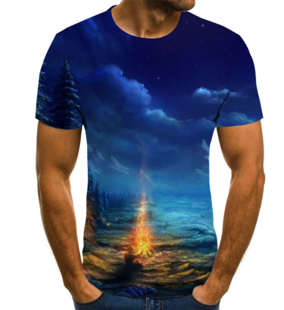 Starry Sky 3D Digital Printing T Shirt Men's Short Sleeves