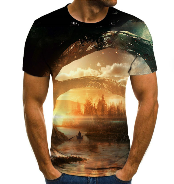 Starry Sky 3D Digital Printing T Shirt Men's Short Sleeves