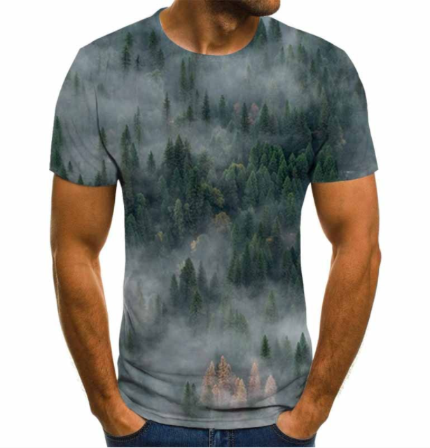 Starry Sky 3D Digital Printing T Shirt Men's Short Sleeves