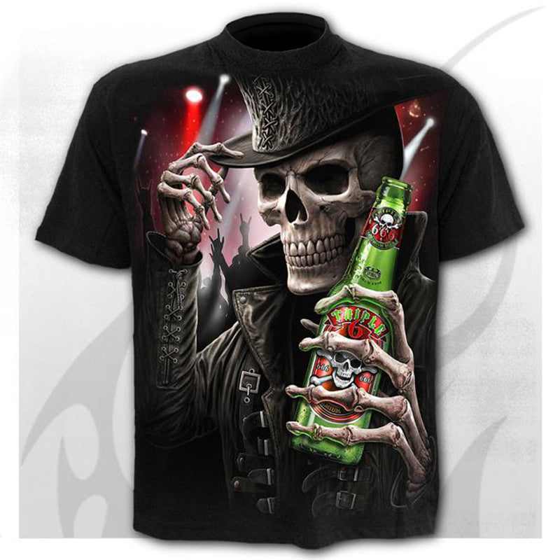 Printed Design Skull Men's Short Sleeve