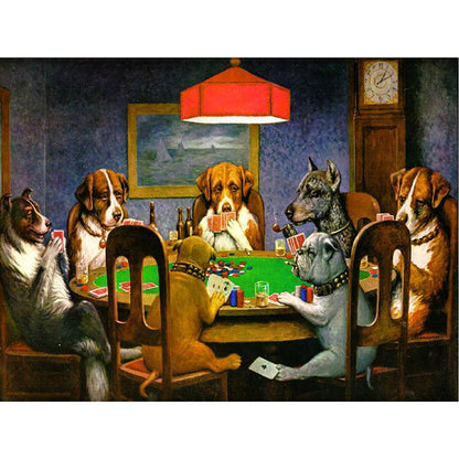 Puppy Playing Poker Diamond Painting