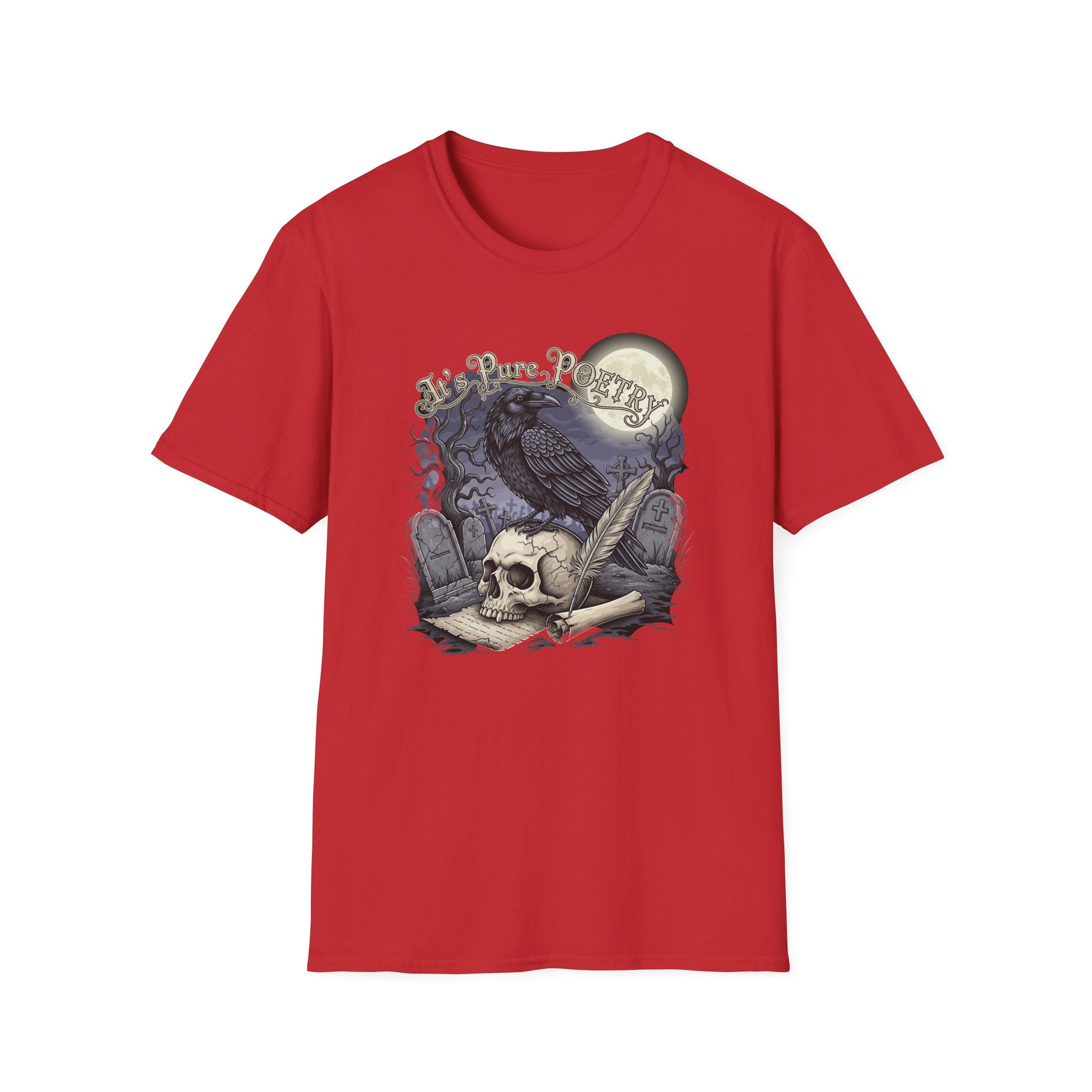 Gothic Its Pure POEtry  Graphic T-Shirt, Unisex Softstyle Tee for Halloween, Horror Fans, Casual Wear, Gift for Occasions