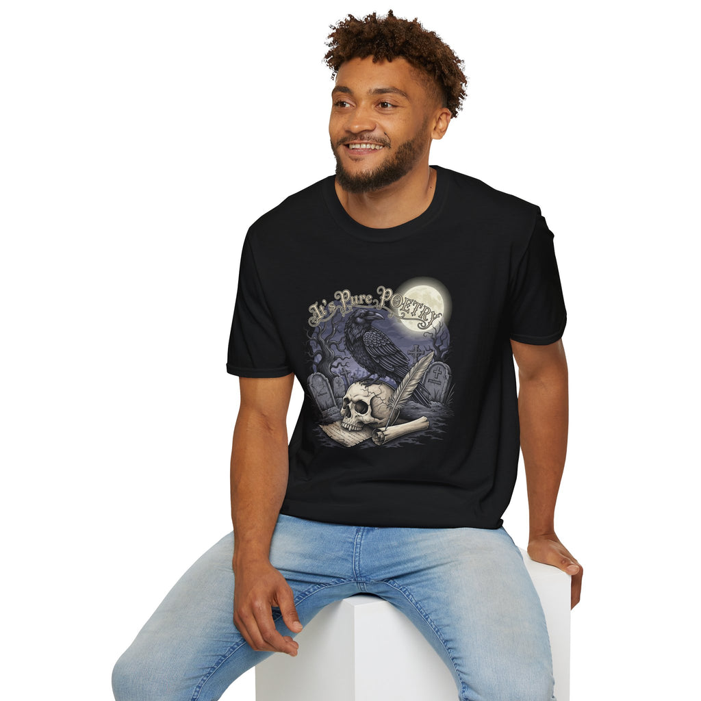 Gothic Its Pure POEtry  Graphic T-Shirt, Unisex Softstyle Tee for Halloween, Horror Fans, Casual Wear, Gift for Occasions