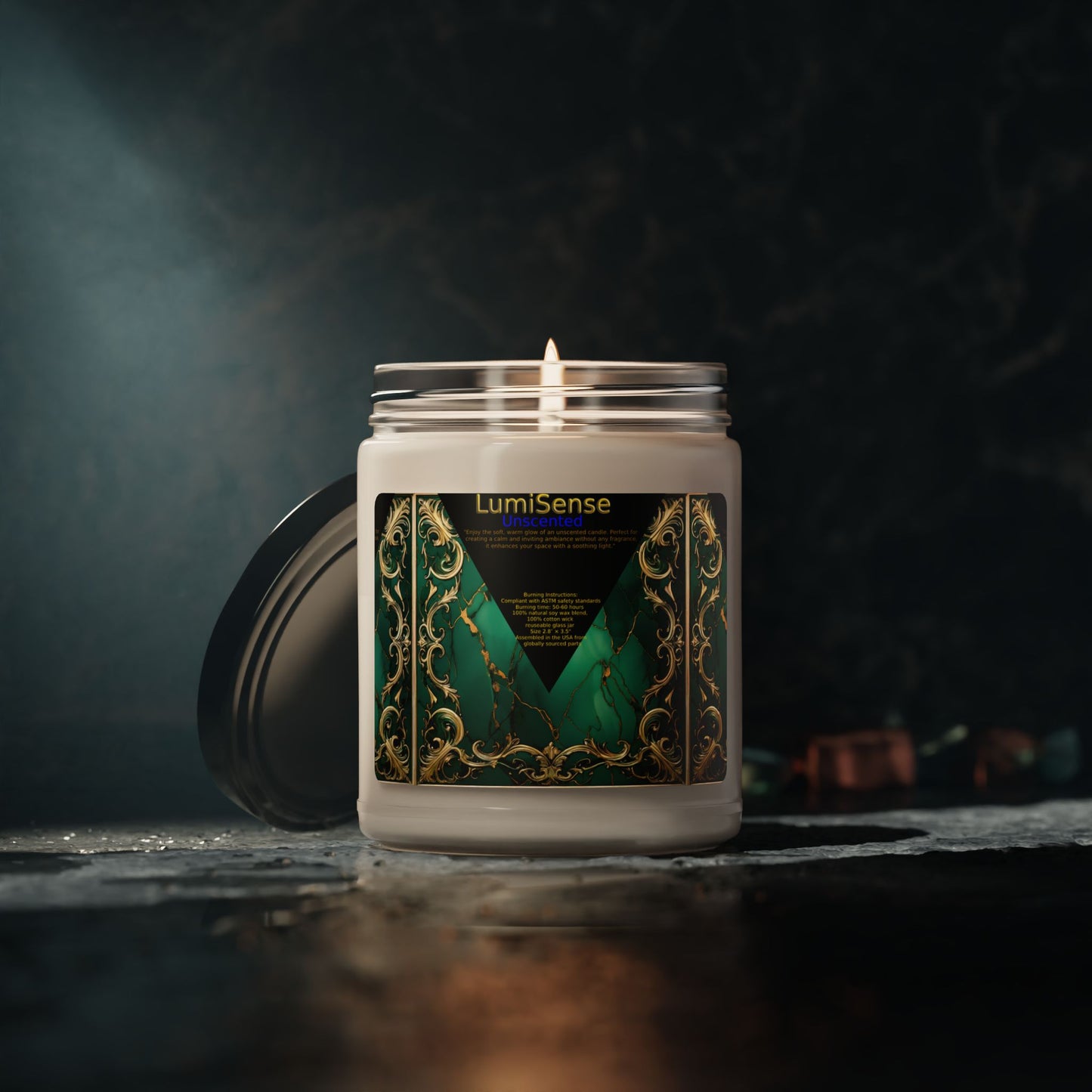 Luxurious Scented Soy Candle - 9oz, Elegant Home Decor with Lumisense Design