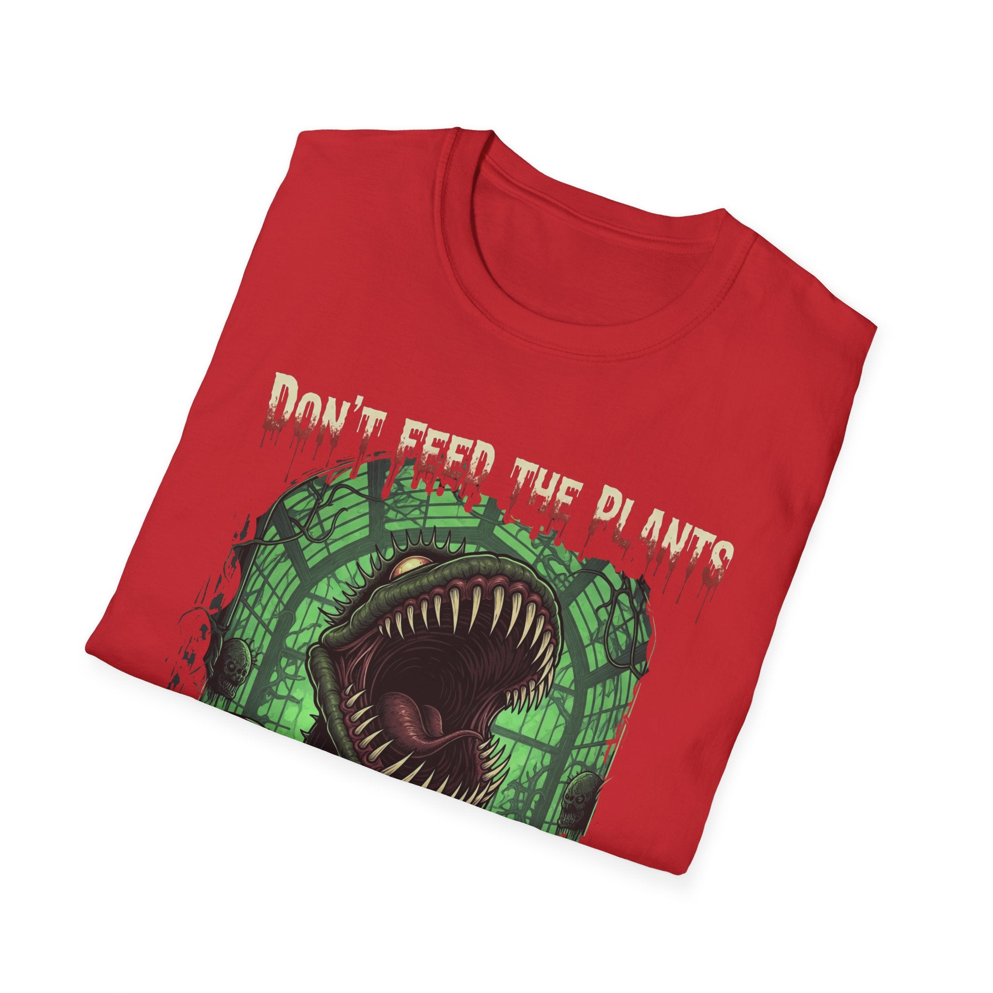 Don't Feed the Plants Unisex Softstyle T-Shirt, Horror T-Shirt, Halloween Shirt, Plant Lover Gift, Quirky Graphic Tee