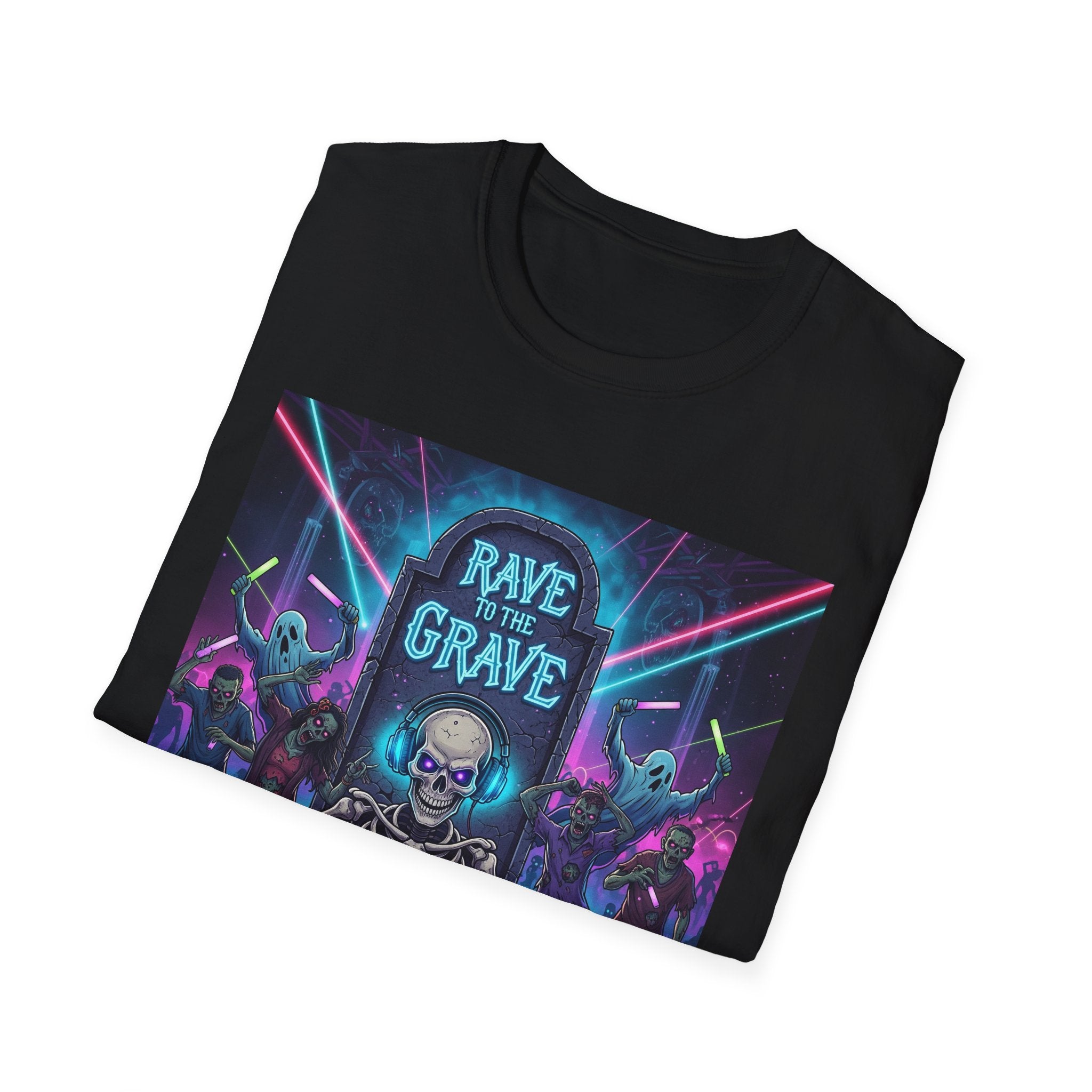Rave to the Grave T-Shirt | Unisex Graphic Tee, Festival Wear, Halloween Costume, Edgy Apparel, Music Lovers