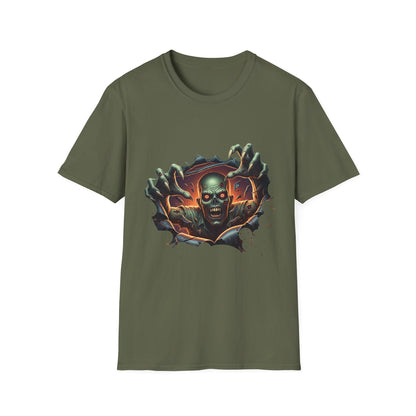 3D Spooky Zombie Graphic T-Shirt, Halloween Shirt, Unisex Softstyle Tee, Gift for Horror Fans, Casual Wear, Creepy Apparel