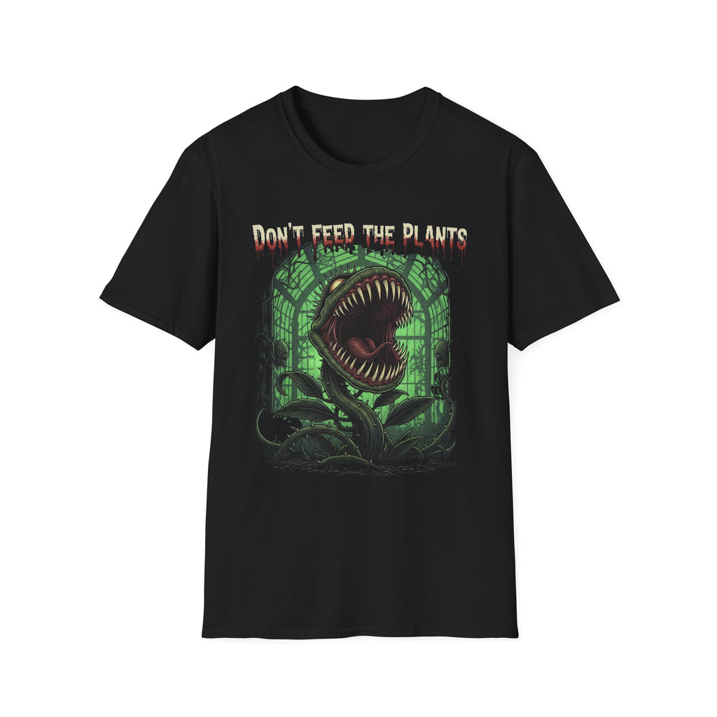Don't Feed the Plants Unisex Softstyle T-Shirt, Horror T-Shirt, Halloween Shirt, Plant Lover Gift, Quirky Graphic Tee